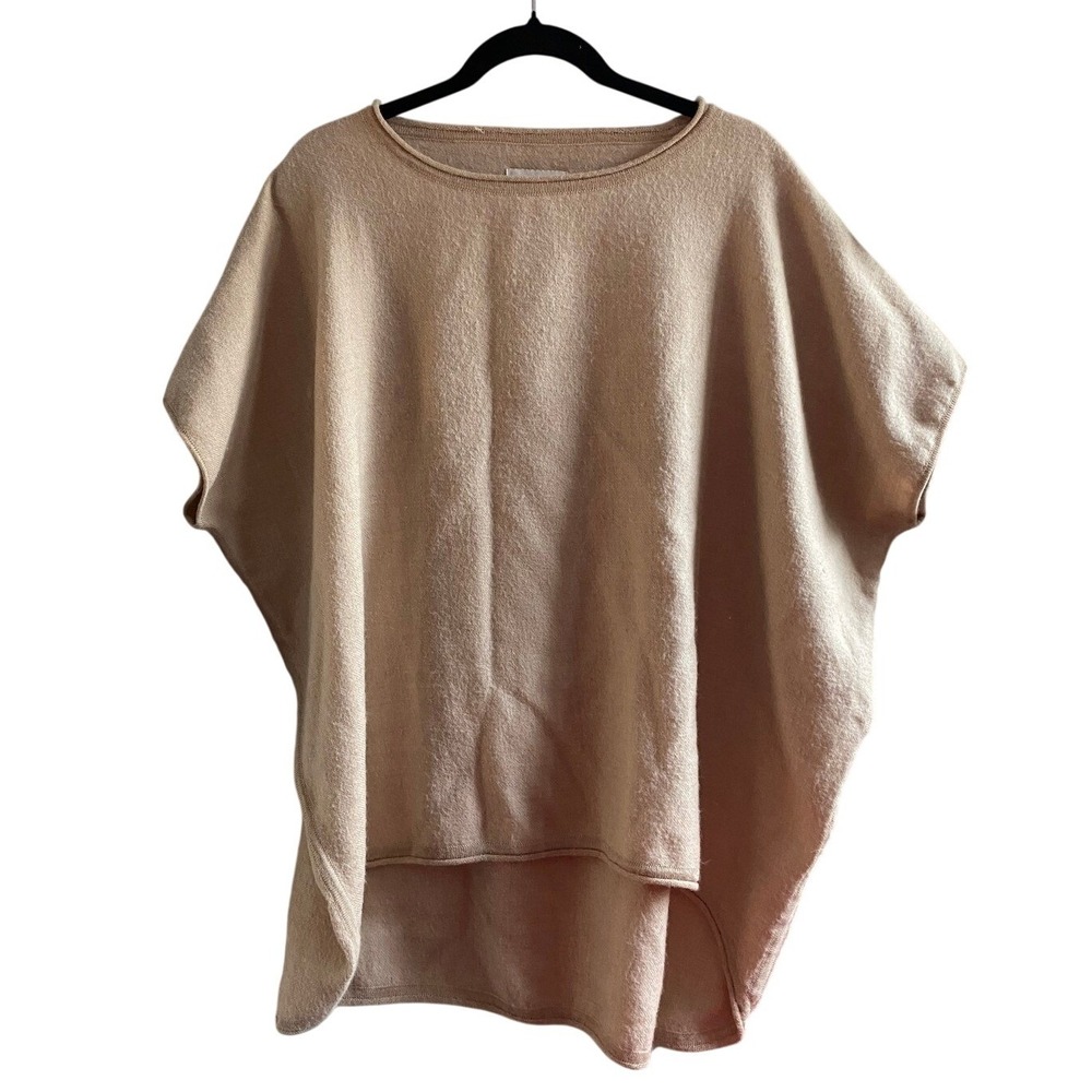 Cuyana Baby Alpaca Tan Oversized Poncho Sweater Top Regular Boho Scandi Heritage